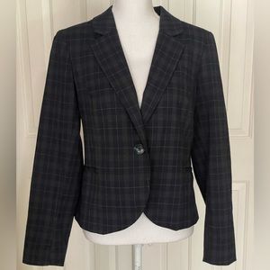 The Savile Row Co London Blazer Preppy Plaid Lined Fitted Suede Elbow Pa…